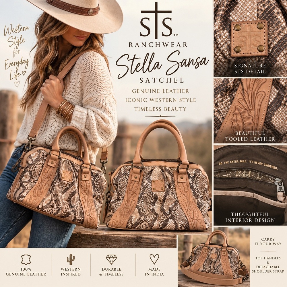 STS Ranchwear Stella Sansa Satchel Genuine Leather Snakeskin Western Bag